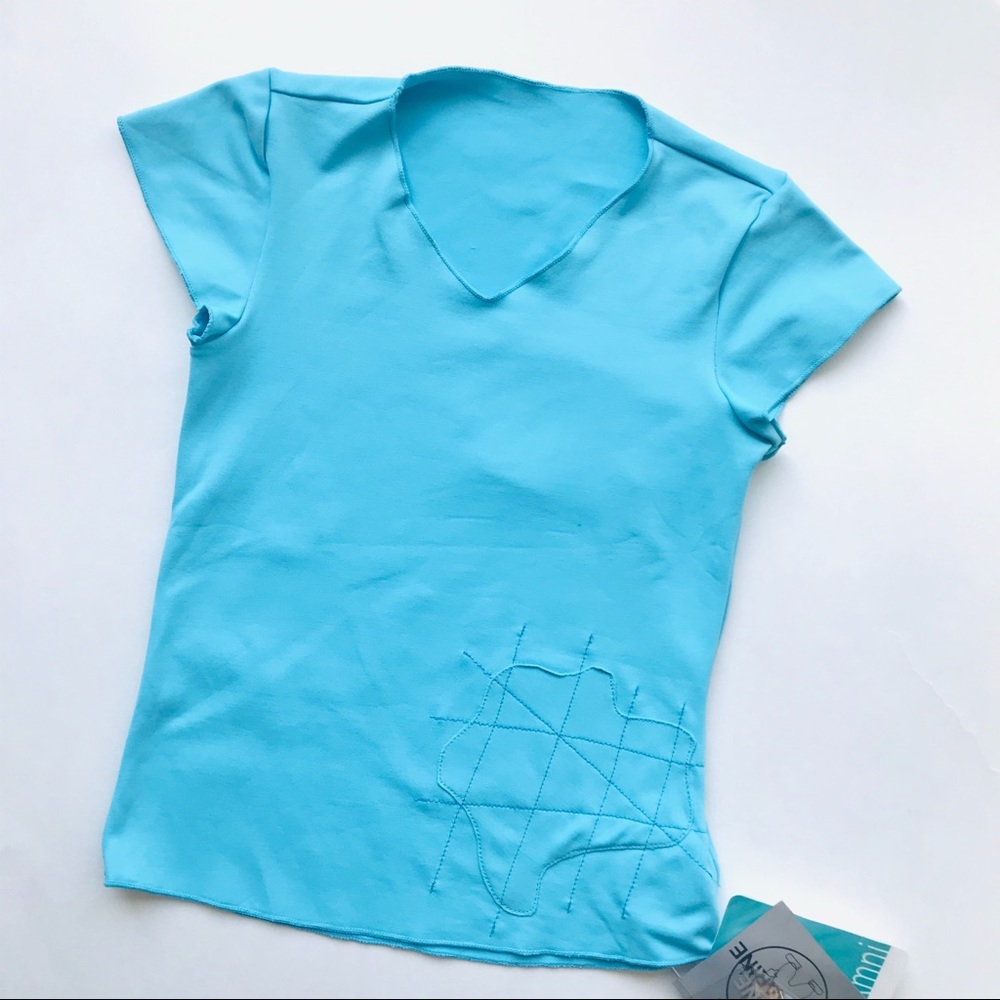 Submarine Swim Blue V-neck Short Sleeves Top